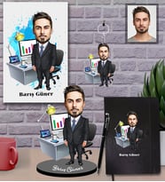 Kişiye Özel Öğretmen Karikatürlü 5 li Hediye Seti Bay-15