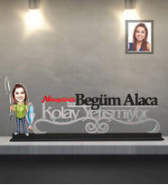 Kişiye Özel Balıkçı Karikatürlü Kolay Yetişmiyor Ahşap Biblo Bayan-1