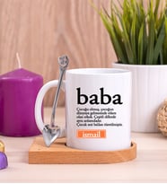Baba Kelime Anlamı Ahşap Altlıklı Beyaz Kupa Bardak