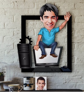 BK Gift Kişiye Özel Bay Bilgisayar Mühendisi Karikatürlü 3D Ahşap Tablo
