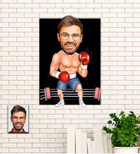 Kişiye Özel Boksör Mühendisi Karikatür Ahşap Tablo
