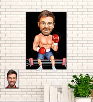 Kişiye Özel Boksör Mühendisi Karikatür Ahşap Tablo