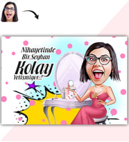 BK Gift Kişiye Özel Bayan Süslü Karikatür Baskılı Yaş Pasta İçin Yenilebilir Şekerli Kağıt  1(Sadece Kağıt)