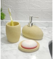 Sarı Petek Desenli 3 Lü Banyo Aksesuarı  DT0082-3