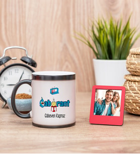 Laborant Sihirli  Kupa Bardak ve Kırmızı Mini Çerçeve