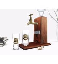 BK Gift Kişiye Özel Renkli Baskılı Yarıya Kadar Değil Yaraya Kadar Tasarımlı İkili Rakı Bardağı ve Ahşap Rakı Standı Hediye Seti-5 (Model 1)