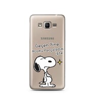 Snoopy Tasarımlı Süper Şeffaf Silikon Telefon Kılıfı Samsung J2 Prime