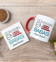 Dünyanın En İyi Babası Kırmızı Kupa Bardak Ve Bardak Altlığı Seti