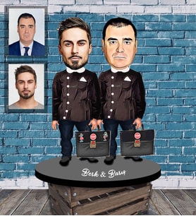 Kişiye Özel  Seksenler Siyah Önlük Karikatürlü Ahşap Biblo Erkek Arkadaş-1