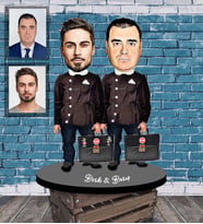 Kişiye Özel  Seksenler Siyah Önlük Karikatürlü Ahşap Biblo Erkek Arkadaş-1
