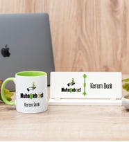 Muhasebeci Yeşil Kupa Bardak Ve Masa İsimliği Hediye Seti