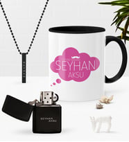 BK Gift Kişiye Özel Canım Babam Siyah Kupa Benzinli Çakmak Kolye Seti-2 (Model 1)