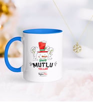 BK Gift Kişiye Özel Yılbaşı Mutlu Yıllar Mavi Kupa ve Kar Tanesi Kolye-5 (Model 1)