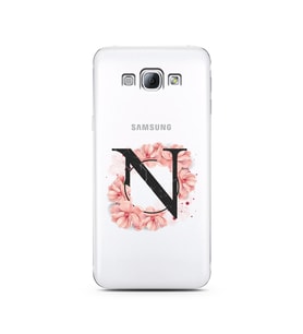 Pembe Çiçekli Harf Tasarım Süper Şeffaf Silikon Telefon Kılıfı Samsung A8 (2015)