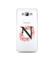 Pembe Çiçekli Harf Tasarım Süper Şeffaf Silikon Telefon Kılıfı Samsung A8 (2015)