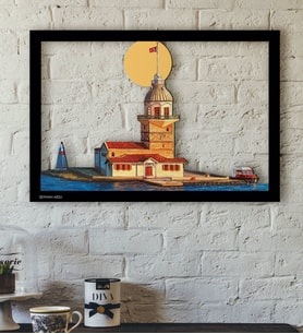 BK Gift Kişiye Özel İstanbul Kız Kulesi Temalı 3D Ahşap Tablo-2