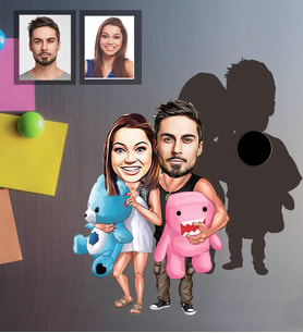 Kişiye Özel Sevgili Karikatürlü Ahşap Magnet Model 17