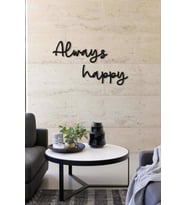 CajuArt Ahşap Siyah Always Happy Yazısı Duvar Dekoru Ahşap Tablo