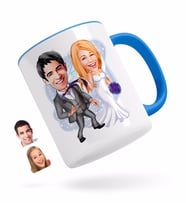 BK Gift Kişiye Özel Evleniyoruz Karikatürlü Mavi Kupa Bardak-6