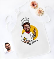 BK Gift Kişiye Özel Bay Chef Karikatürlü Mutfak Önlüğü-12 (Beyaz)