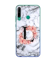 Mermer Çiçekli Harf Tasarım Süper Şeffaf Silikon Telefon Kılıfı Huawei P40 Lite 