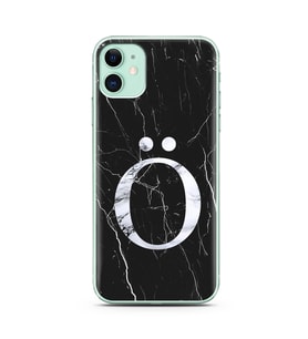 Iphone 11 Siyah Mermer Harf Tasarımlı Telefon Kılıfı Ö-Harfi 