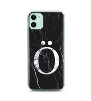 Iphone 11 Siyah Mermer Harf Tasarımlı Telefon Kılıfı Ö-Harfi 