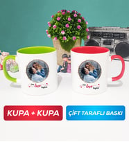 İkili Sevgiliye Sevgililer Günü Hediyesi 11 Kupa Bardak Yeşil Kırmızı