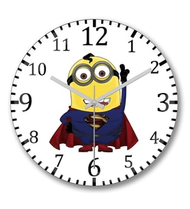 Minion Süperman1 Duvar Saati Bombeli Gercek Cam