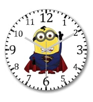 Minion Süperman1 Duvar Saati Bombeli Gercek Cam