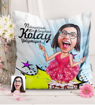 BK Gift Kişiye Özel Bayan Doğum Günü Karikatürlü  Yastık  1