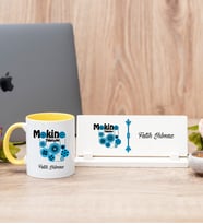 Makine Teknisyeni Sarı Kupa Bardak Ve Masa İsimliği Hediye Seti