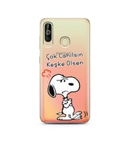 Snoopy Tasarımlı Süper Şeffaf Silikon Telefon Kılıfı Samsung A60