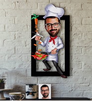 BK Gift Kişiye Özel Bay Chef Karikatürlü 3D Ahşap Tablo-1