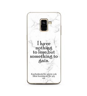 Samsung A8 Plus Beyaz Mermer Söz Tasarımlı Telefon Kılıfı