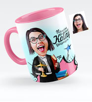BK Gift Kişiye Özel Bayan Avukat Karikatürlü Pembe Kupa Bardak  2