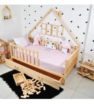 Markaawm Montessori Çocuk Yatak Çekmeceli 90X190 Karyola Yağmur