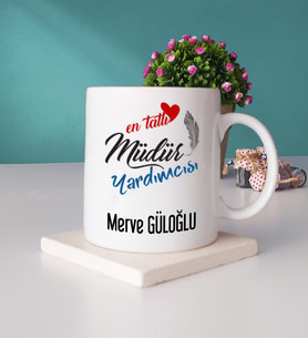 Mesajlı Müdür Yardımcısı Kupa Bardak ve Taş Bardak Altlığı Hediye Seti