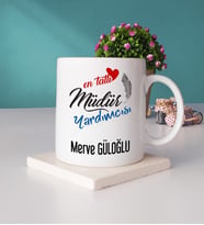Mesajlı Müdür Yardımcısı Kupa Bardak ve Taş Bardak Altlığı Hediye Seti