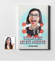 BK Gift Kişiye Özel Dünyanın En İyi Annesi Karikatür Kanvas Tablo 50x70cm