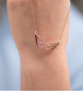 Kanat figürü rose gold gümüş kolye