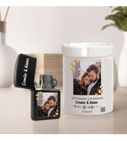 QR Kodlu Kişiye Özel Fotoğraflı Çakmak Küllük Set