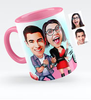 BK Gift Kişiye Özel Sevgililer Karikatürlü Pembe Kupa Bardak  1