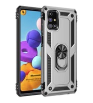 Microsonic Samsung Galaxy M51 Kılıf Military Ring Holder Gümüş