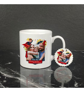 Babaya Hediye Fotoğraflı Kupa Bardak ve Anahtarlık Set