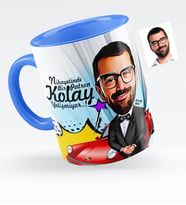 BK Gift Kişiye Özel Bay Patron Karikatürlü Mavi Kupa Bardak  1