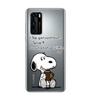 Snoopy Tasarımlı Süper Şeffaf Silikon Telefon Kılıfı Huawei P40 Pro