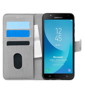Microsonic Samsung Galaxy J7 Core Kılıf Fabric Book Wallet Gri