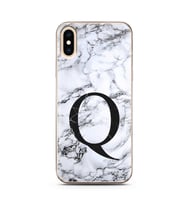 Iphone Xs Beyaz Mermer Harf Tasarımlı Telefon Kılıfı Q-Harfi 