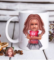 BK Gift Kişiye Özel Kız Çocuk İllüstrasyon Tasarımlı Beyaz Kupa Bardak-1